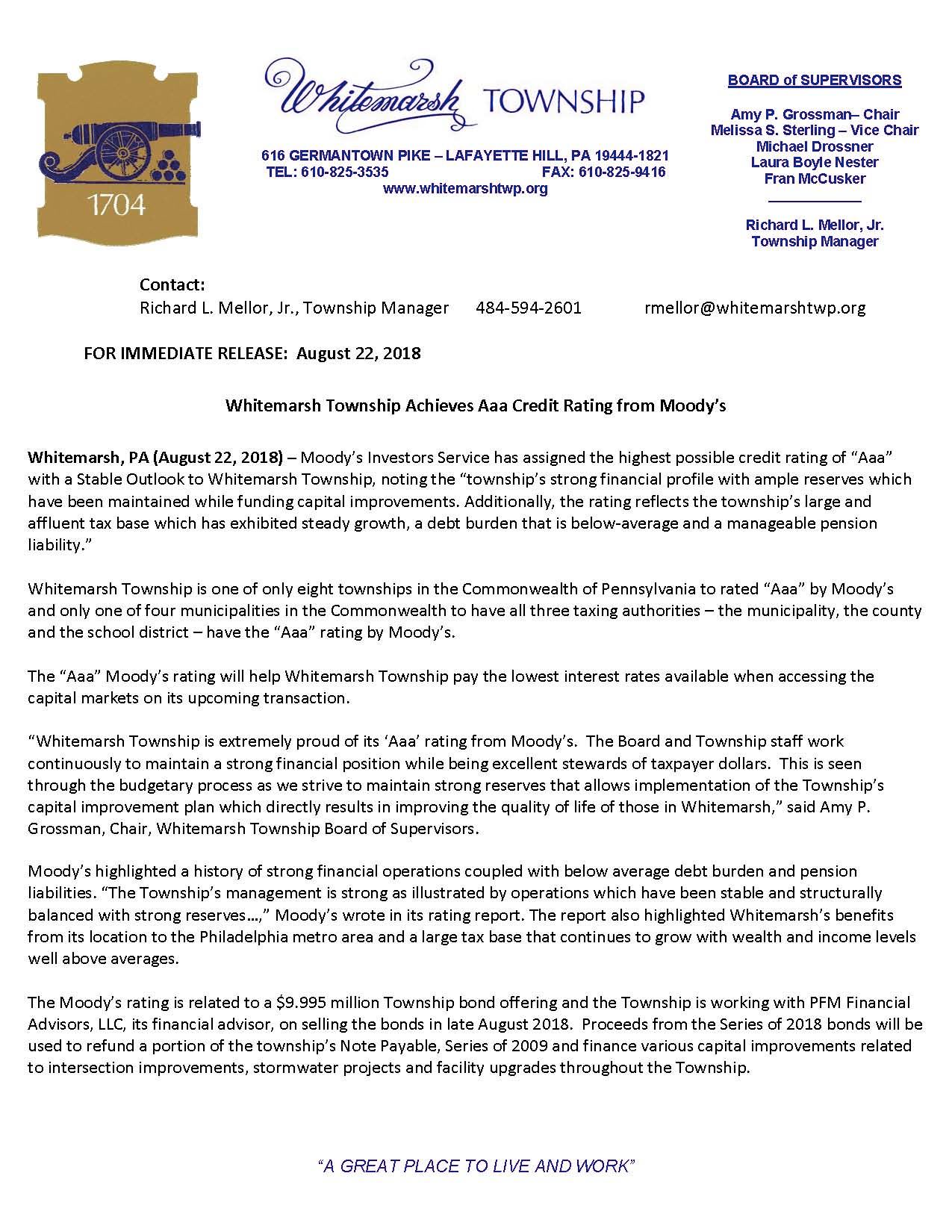 Moodys Aaa Rating Press Release