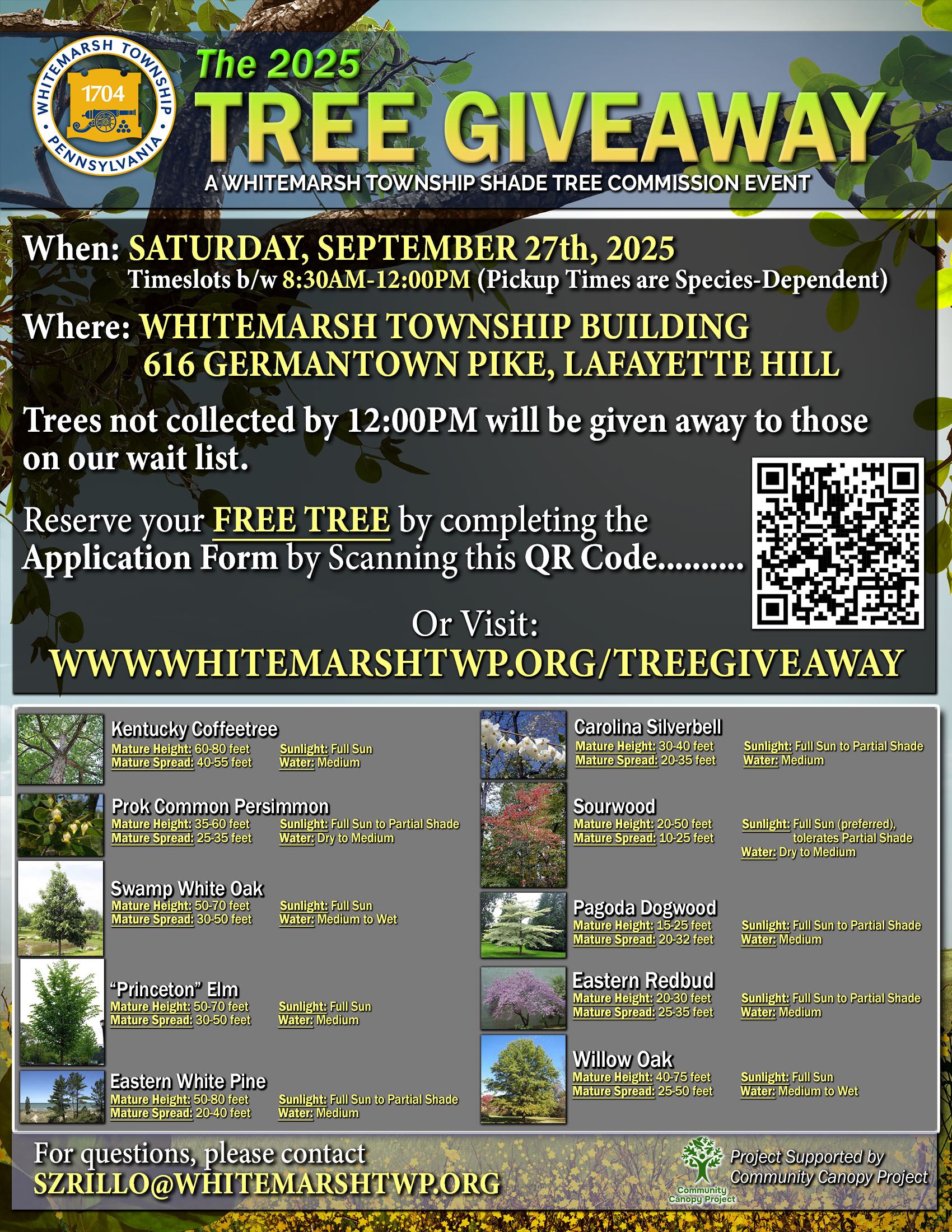 Tree Giveaway 2025 Flyer w Tree Species