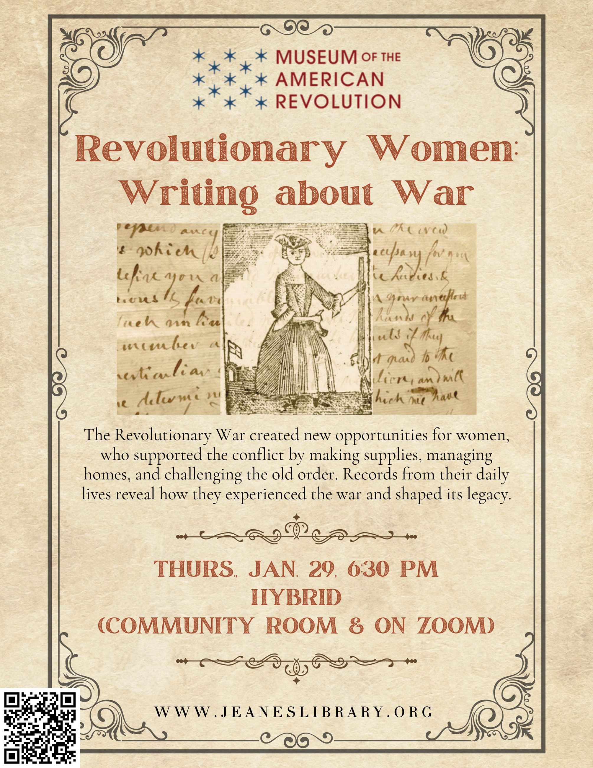 Revolutionary Women: Writing During War flyer