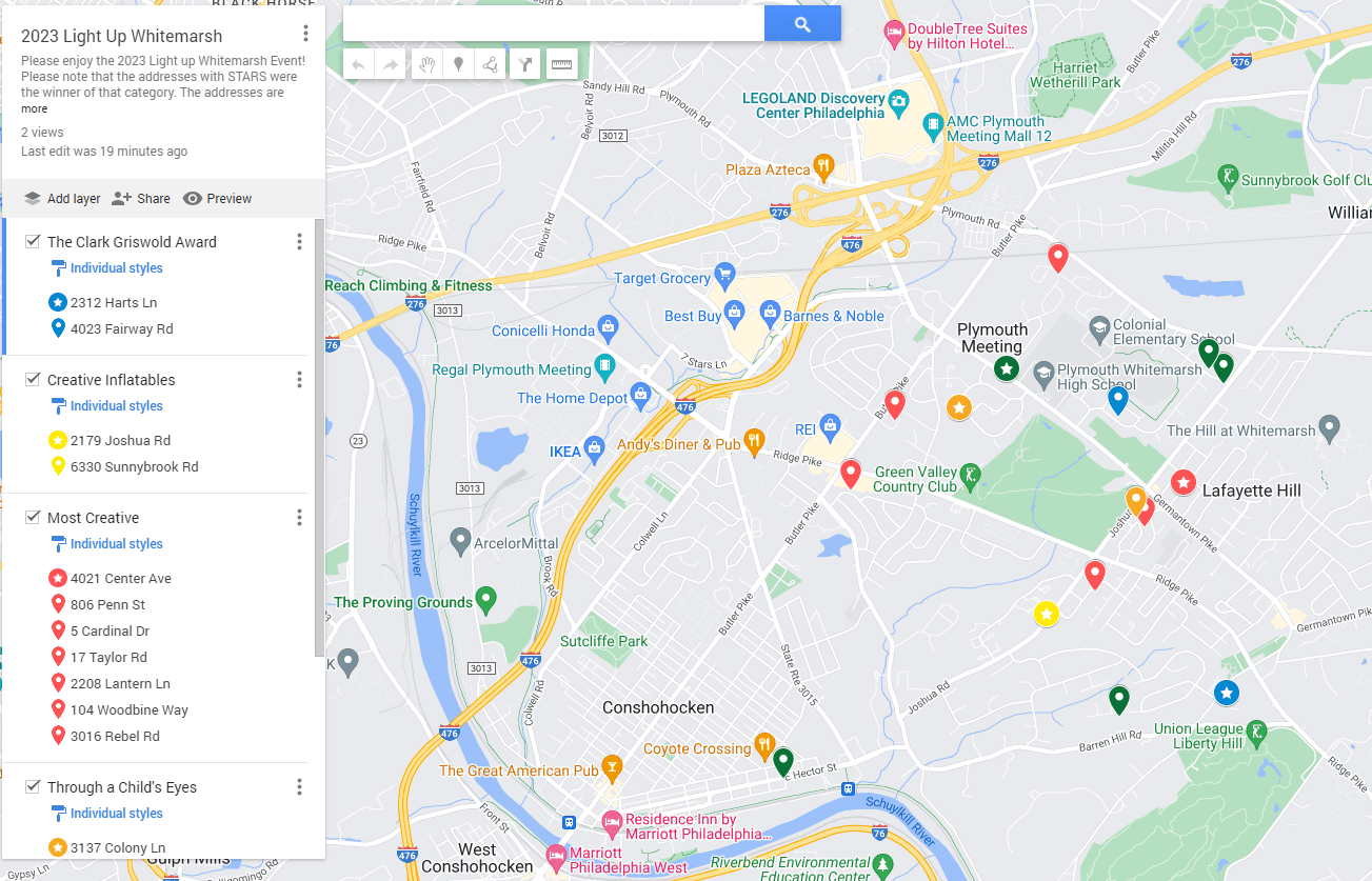 2023 Light up Whitemarhs Map